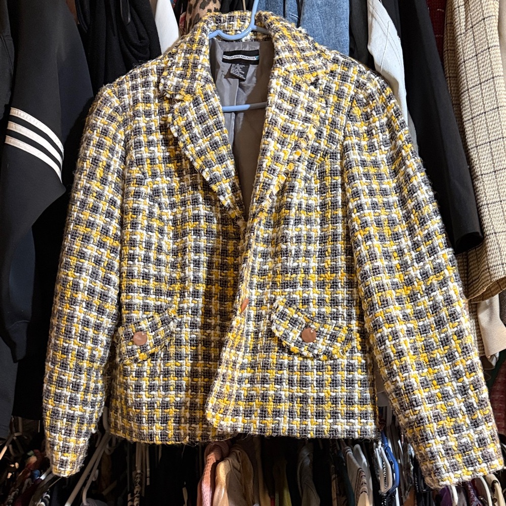 Requirements Yellow and Black Plaid Blazer
